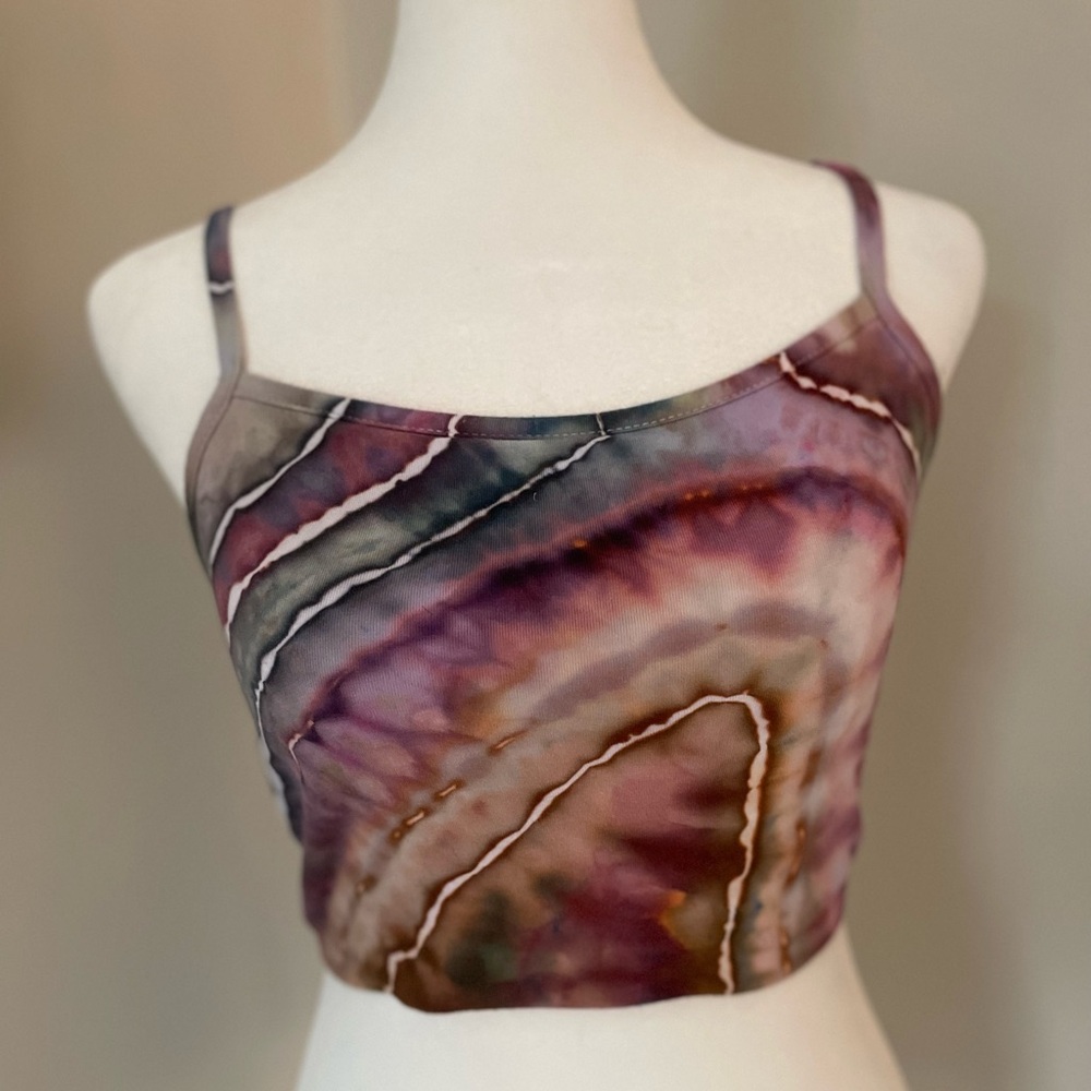 Active Basic Purple and Brown Tie-Dye Camisole Size S